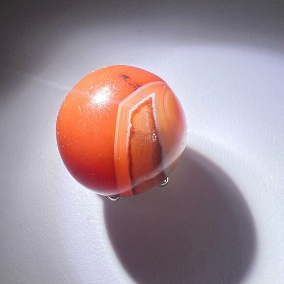Carnelian‎ Agate Crystal Marble Sphere (#7) - Picture 4 of 10